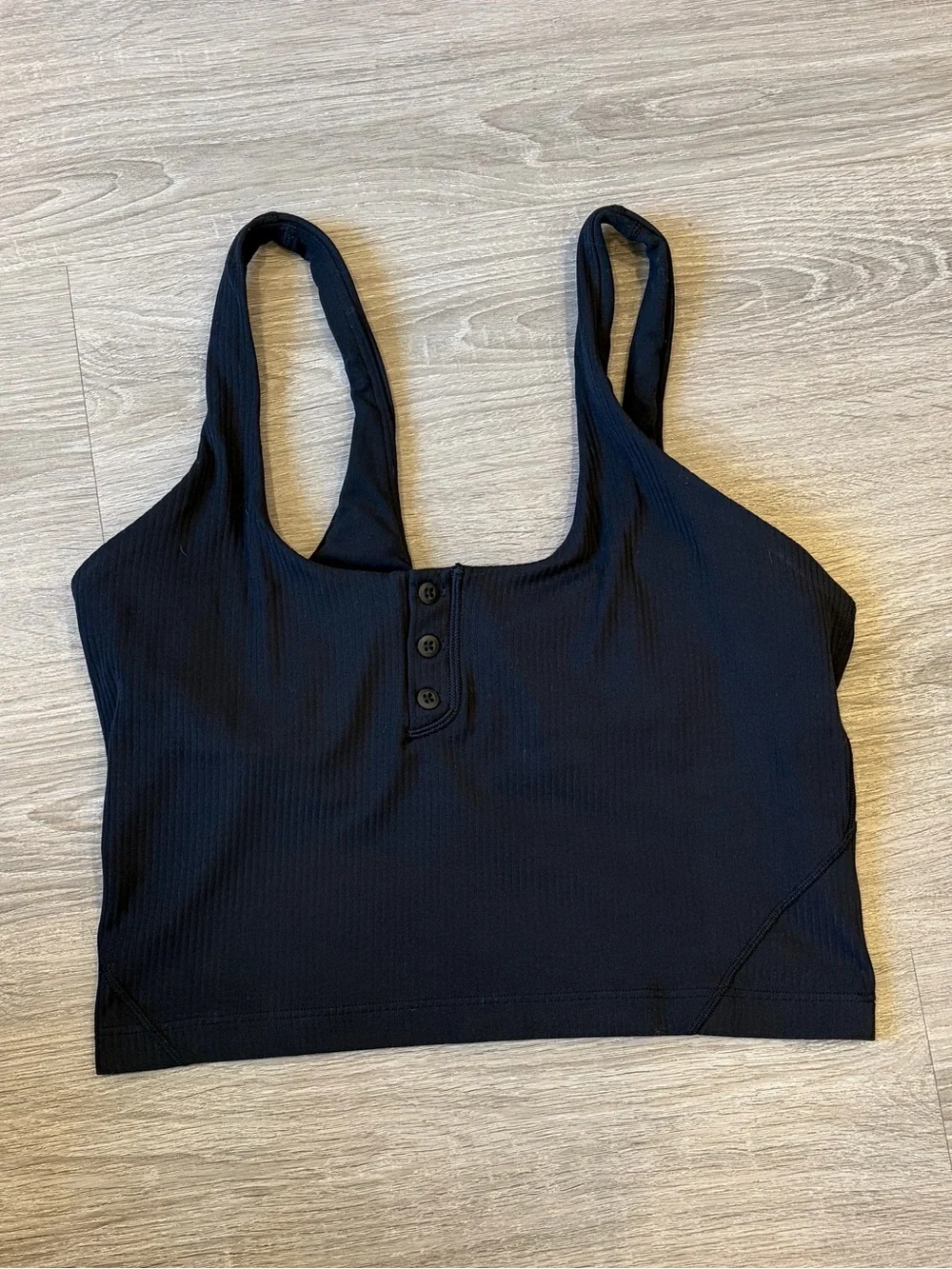 Lululemon Black Ribbed Henley Crop Tank Top - Women